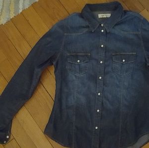 Denim western shirt, pearly snaps